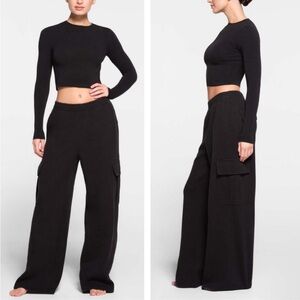 Skims cotton fleece cargo pant Size L XL Onyx NWT